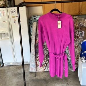 Elegant Pink Sweater Dress